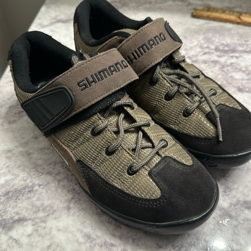 Shimano Womens 38 BikeBiking Cycling Shoes SH-M 038 Lace Strap Leather Brown